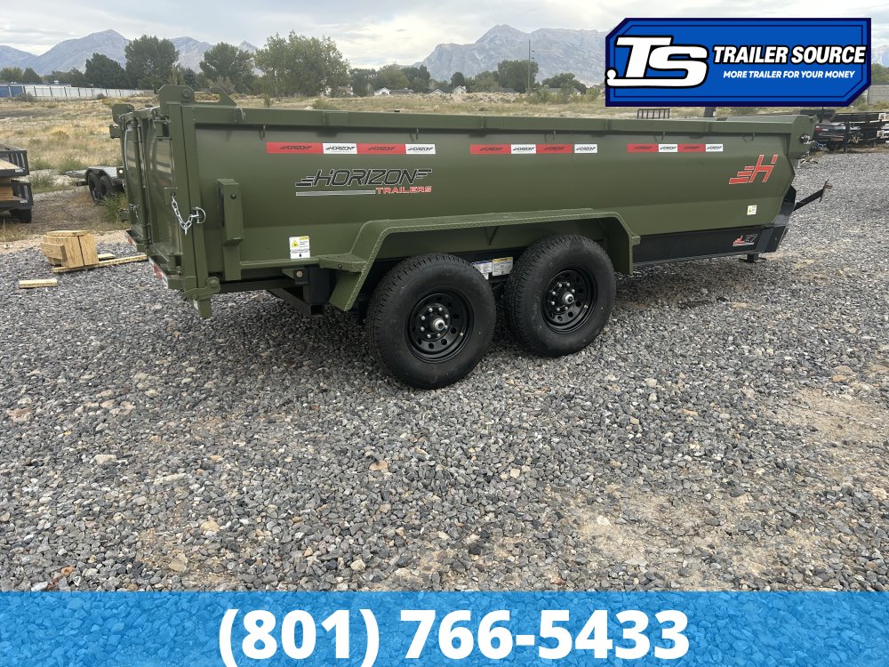 7x14 Horizon LZ7 Dump Trailer - 14K GVWR - .080 PolyCor, 2 Tone Color, Telescopic