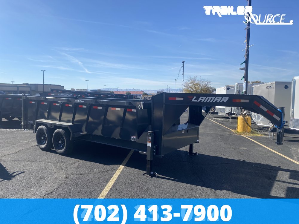 7x16 Lamar DT Telescopic 36" Sides 14K Dump Trailer