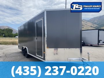 8.5x20 Alcom Aluminum EZ Hauler XLT Auto Trailer - 7'0" Interior - 7K GVWR - .080 PolyCor, Rear Spoiler, Translucent Roof, Ultimate Escape Door