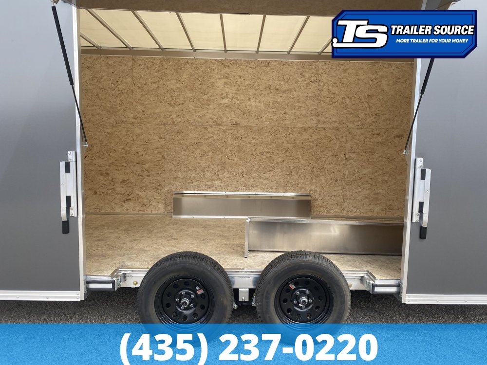8.5x20 Alcom Aluminum EZ Hauler XLT Auto Trailer - 7'0" Interior - 7K GVWR - .080 PolyCor, Rear Spoiler, Translucent Roof, Ultimate Escape Door