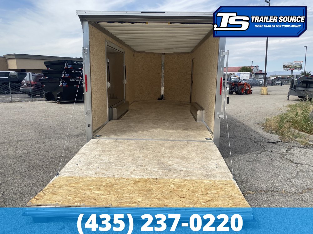 8.5x20 Alcom Aluminum EZ Hauler XLT Auto Trailer - 7'0" Interior - 7K GVWR - .080 PolyCor, Rear Spoiler, Translucent Roof, Ultimate Escape Door