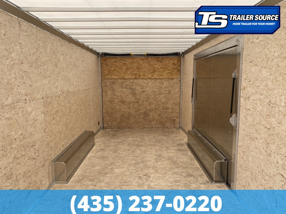 8.5x20 Alcom Aluminum EZ Hauler XLT Auto Trailer - 7'0" Interior - 7K GVWR - .080 PolyCor, Rear Spoiler, Translucent Roof, Ultimate Escape Door
