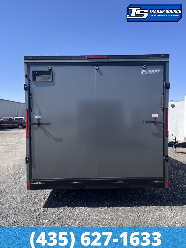8.5x18 Pace American Outback DLX Enclosed Cargo Trailer - 7'0" Interior - 10K GVWR - .080 PolyCor, Alloy Wheels, Barlock on Door, Black Out Package, D-Rings