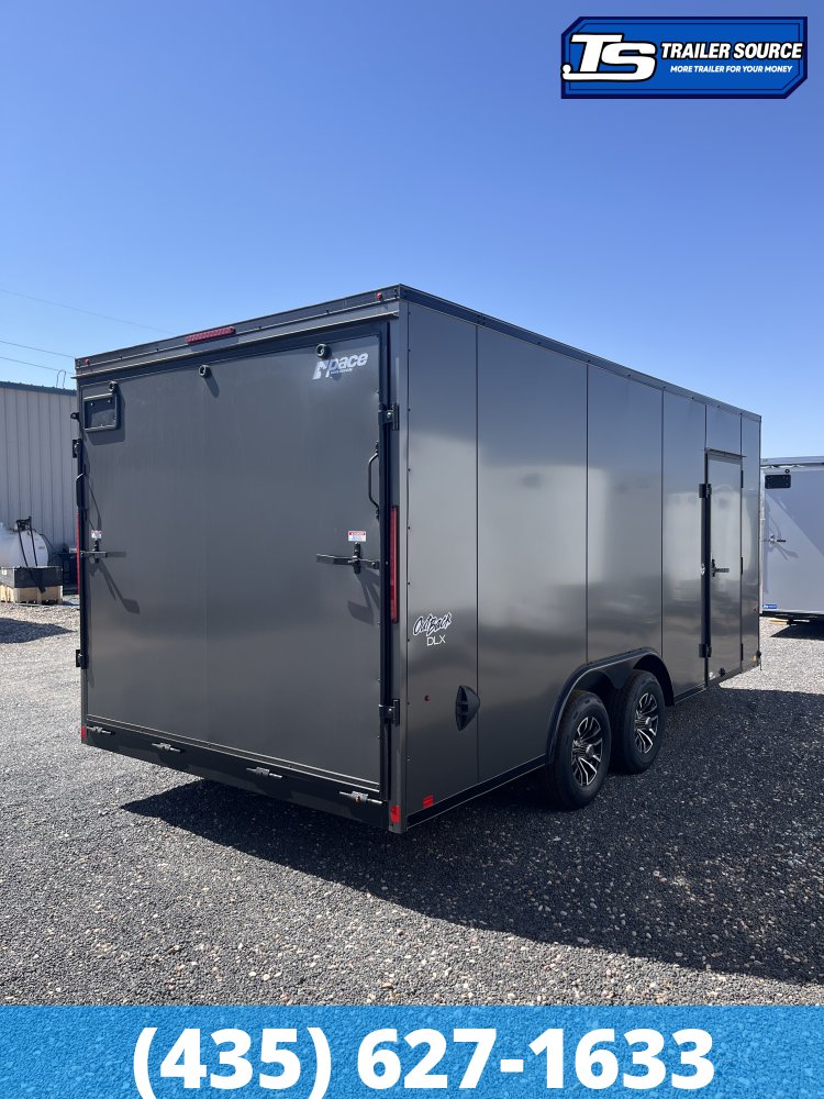 8.5x18 Pace American Outback DLX Enclosed Cargo Trailer - 7'0" Interior - 10K GVWR - .080 PolyCor, Alloy Wheels, Barlock on Door, Black Out Package, D-Rings