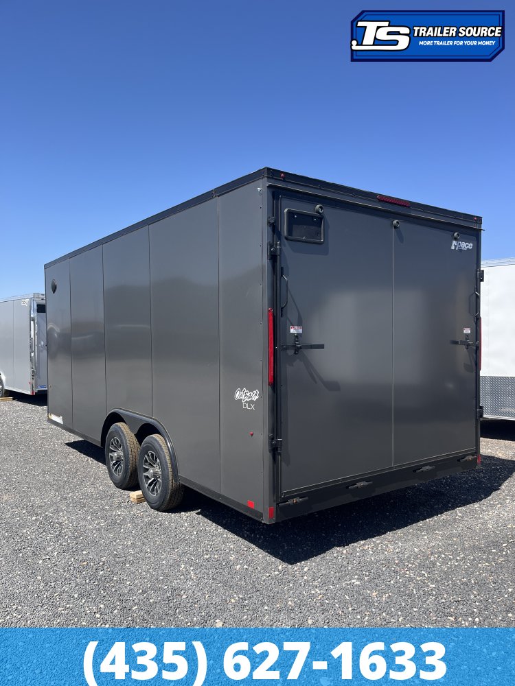 8.5x18 Pace American Outback DLX Enclosed Cargo Trailer - 7'0" Interior - 10K GVWR - .080 PolyCor, Alloy Wheels, Barlock on Door, Black Out Package, D-Rings