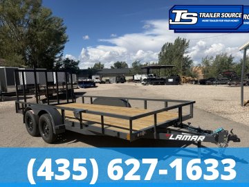 7x16 Lamar UC Tandem Axle Utility Trailer - 7K GVWR - Ramp Gate, Tube Top Rail