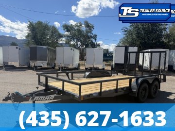 7x16 Lamar UC Tandem Axle Utility Trailer - 7K GVWR - Ramp Gate, Tube Top Rail