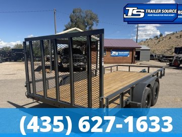 7x16 Lamar UC Tandem Axle Utility Trailer - 7K GVWR - Ramp Gate, Tube Top Rail