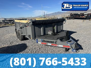 7x14 Diamond C LPT 207 Dump Trailer - 32" Sides - 15.5K GVWR - 14 Ply Tires, 7 Gauge Floor and Walls, Board Brackets, Hydraulic Jack(s), Long Arm Tarp