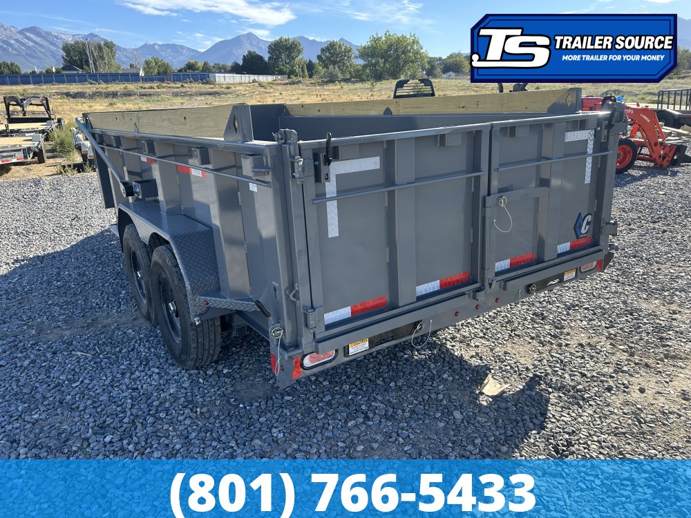 7x14 Diamond C LPT 207 Dump Trailer - 32" Sides - 15.5K GVWR - 14 Ply Tires, 7 Gauge Floor and Walls, Board Brackets, Hydraulic Jack(s), Long Arm Tarp