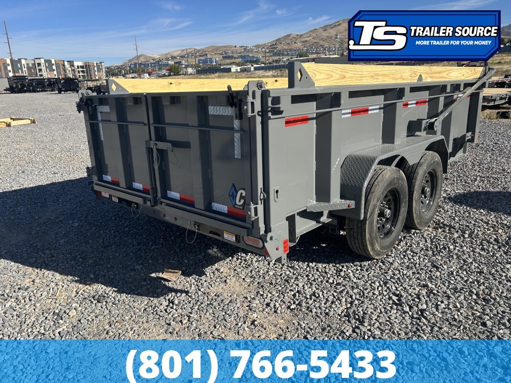 7x14 Diamond C LPT 207 Dump Trailer - 32" Sides - 15.5K GVWR - 14 Ply Tires, 7 Gauge Floor and Walls, Board Brackets, Hydraulic Jack(s), Long Arm Tarp
