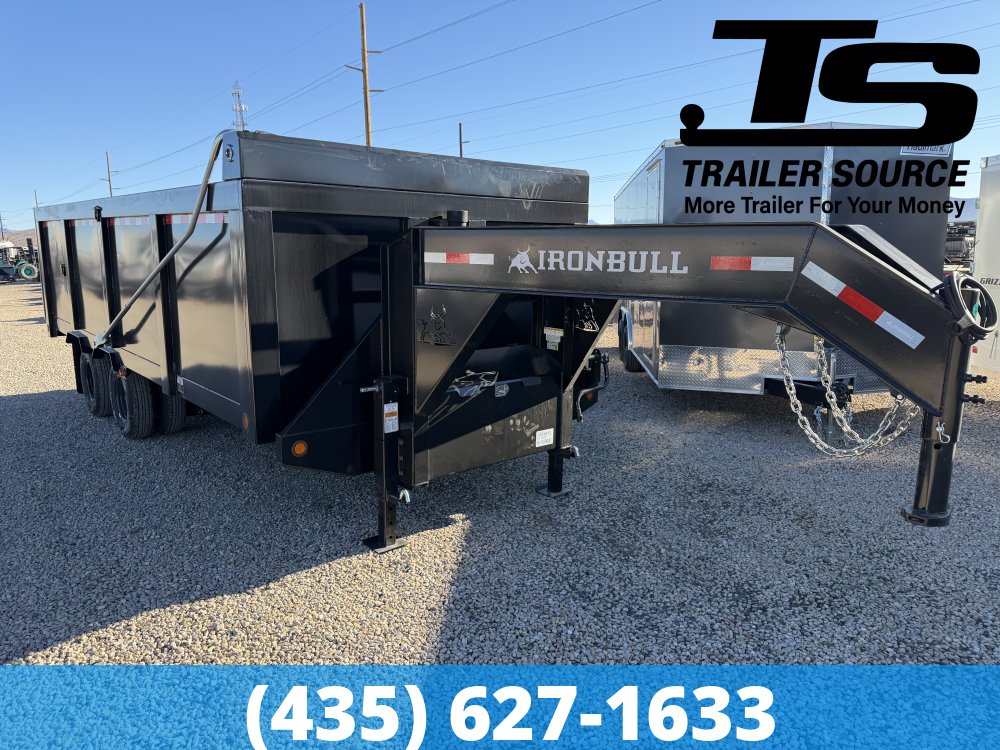 8.5x20 Iron Bull DMG (Frankendump) Gooseneck Tandem Dual Dump Trailer - 48" Sides - 25K GVWR - HDSS Suspension, Telescopic