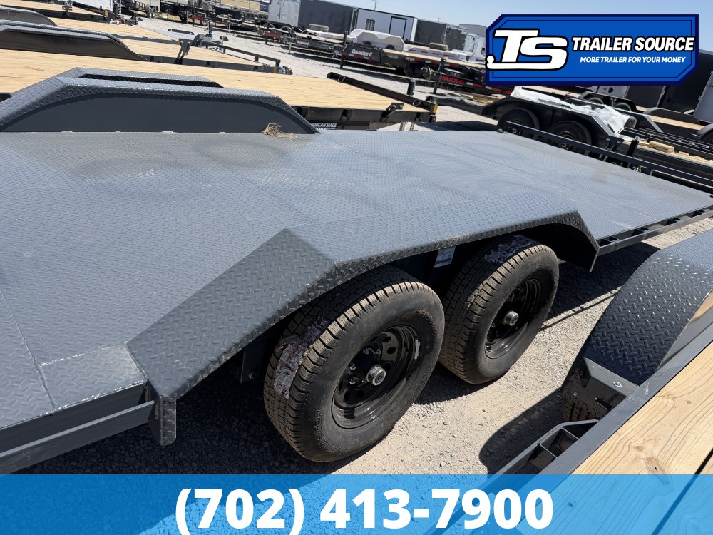 8.5x20 Lamar CC Wide Body w/ Drive Over Fenders Flatbed Car Hauler Trailer - 10K GVWR - Full Steel Floor