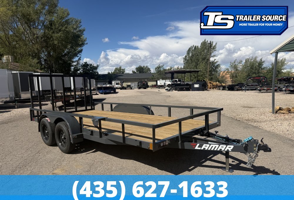 7x16 Lamar UC Tandem Axle Utility Trailer - 7K GVWR - Ramp Gate, Tube Top Rail