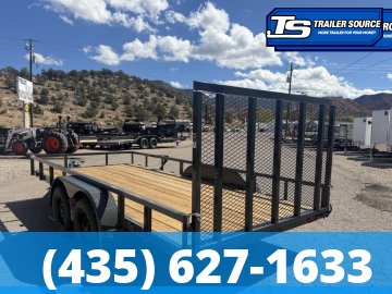 7x16 Lamar UC Tandem Axle Utility Trailer - 7K GVWR - Ramp Gate, Tube Top Rail