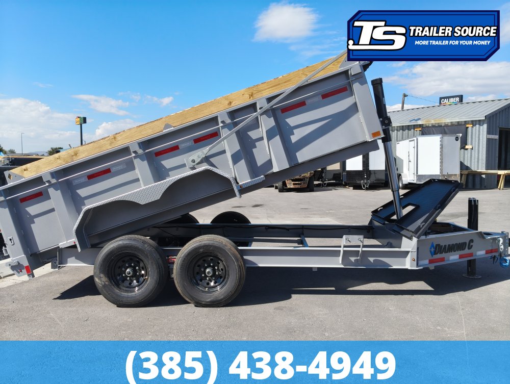 7x14 Diamond C LPT 207 Dump Trailer - 32" Sides - 15.5K GVWR - 14 Ply Tires, Hydraulic Jack(s), Long Arm Tarp
