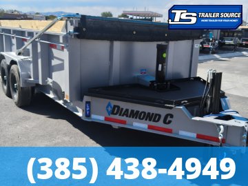 7x14 Diamond C LPT 207 Dump Trailer - 32" Sides - 15.5K GVWR - 14 Ply Tires, Hydraulic Jack(s), Long Arm Tarp