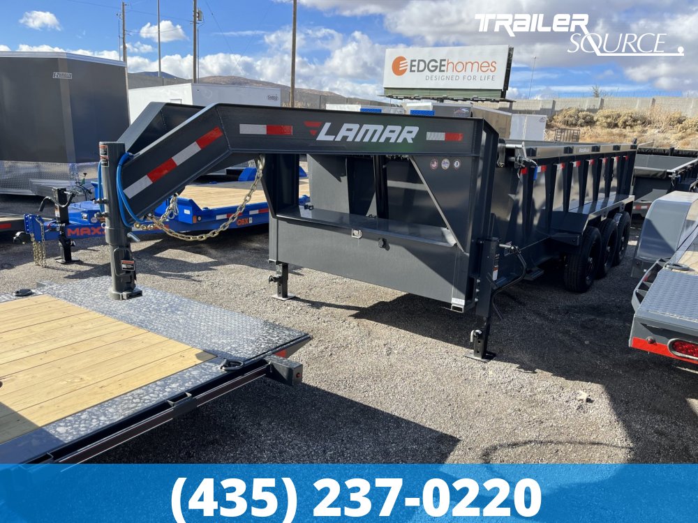 7x16 Lamar DT Telescoping Gooseneck 36" Sides 21K Dump Trailer