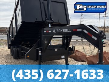 8.5x20 Iron Bull DMG (Frankendump) Gooseneck Tandem Dual Dump Trailer - 48" Sides - 25K GVWR - Electric Tarp, HDSS (Hutch) Suspension, Telescopic
