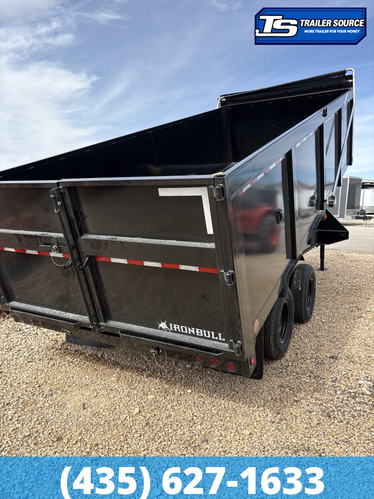 8.5x20 Iron Bull DMG (Frankendump) Gooseneck Tandem Dual Dump Trailer - 48" Sides - 25K GVWR - Electric Tarp, HDSS (Hutch) Suspension, Telescopic