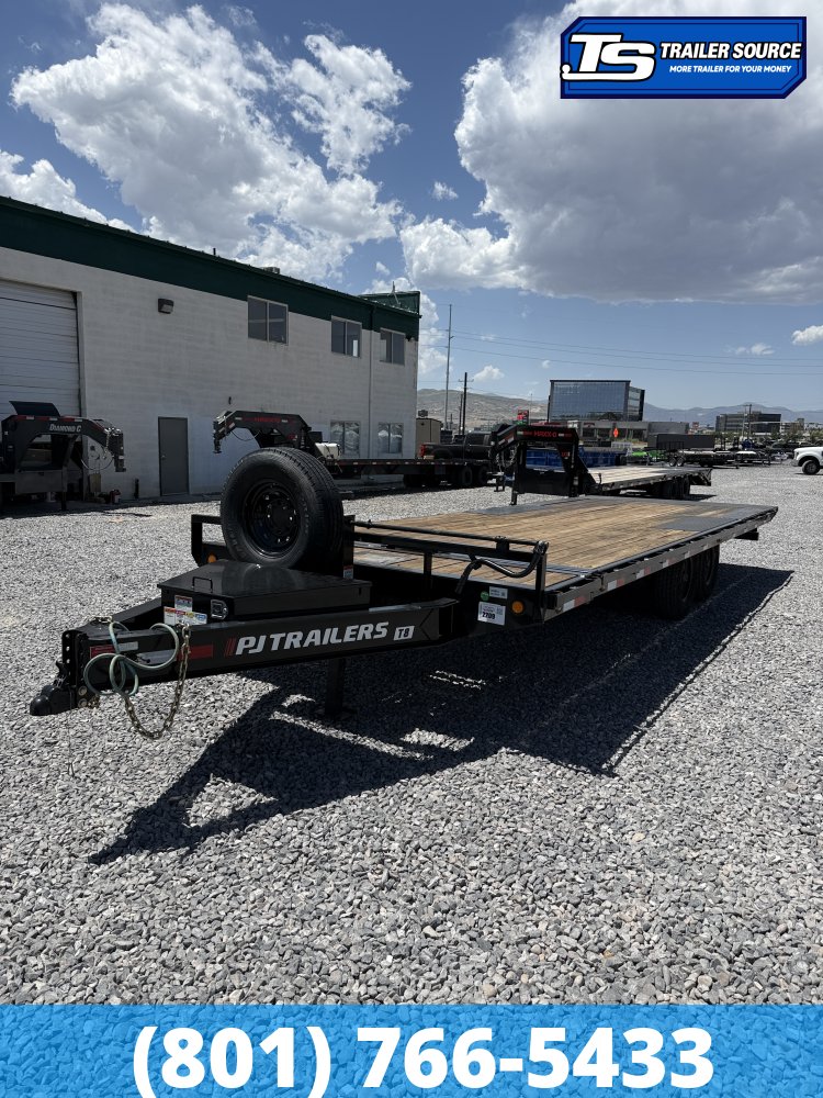 8.5x24 PJ Trailers Deckover Tilt Trailer - 14K GVWR - Winch Plate w/ Bed Roller