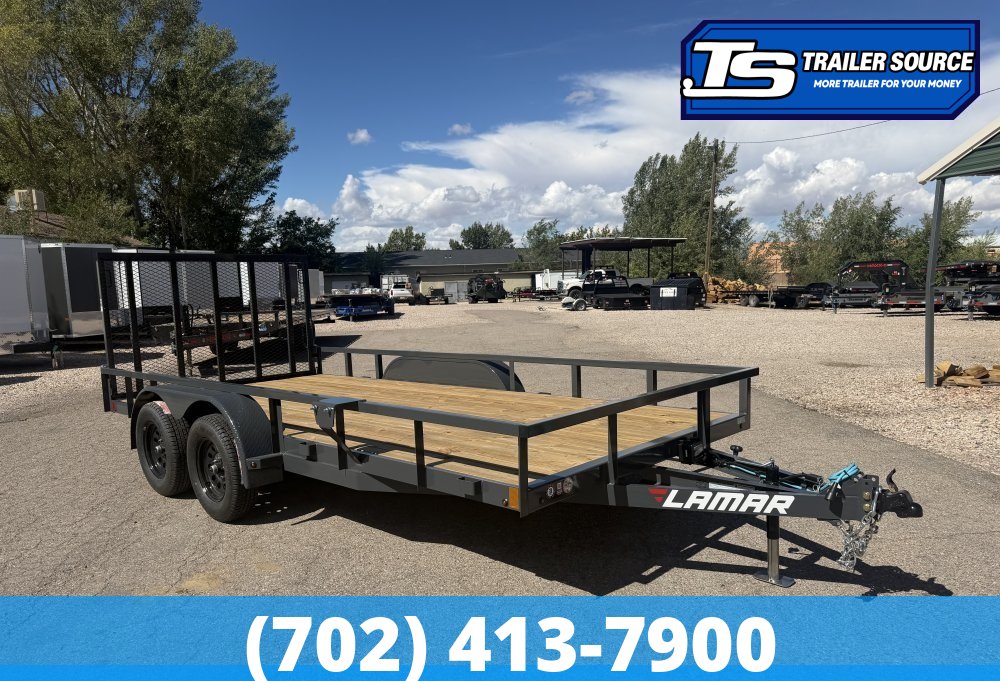 7x16 Lamar UC Tandem Axle Utility Trailer - 7K GVWR - Ramp Gate, Tube Top Rail
