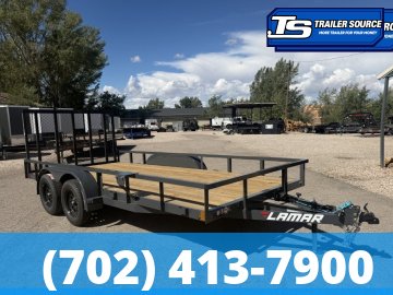 7x16 Lamar UC Tandem Axle Utility Trailer - 7K GVWR - Ramp Gate, Tube Top Rail
