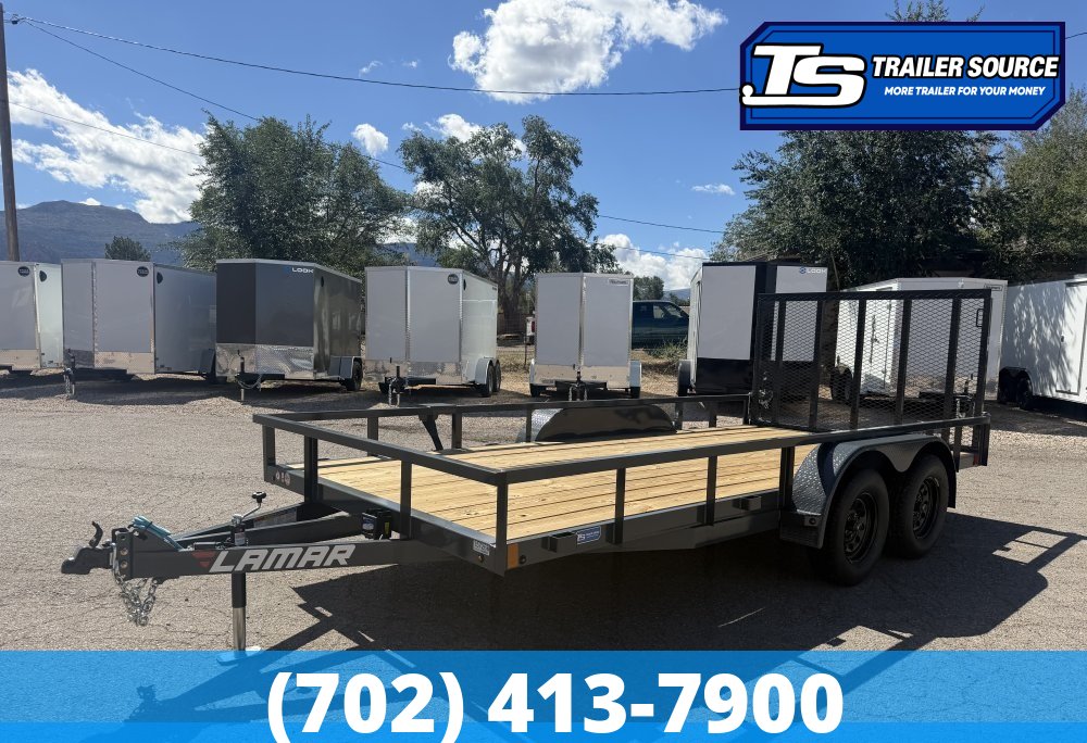 7x16 Lamar UC Tandem Axle Utility Trailer - 7K GVWR - Ramp Gate, Tube Top Rail