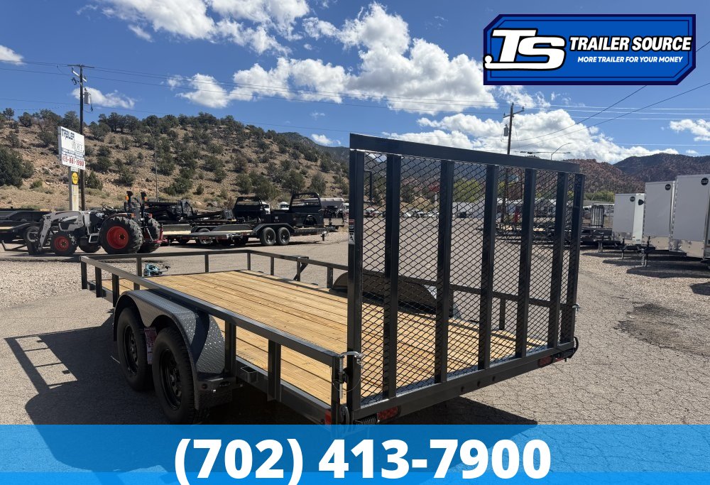 7x16 Lamar UC Tandem Axle Utility Trailer - 7K GVWR - Ramp Gate, Tube Top Rail
