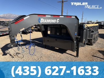 7x16 Diamond C LPT-GN 307 Gooseneck Dump Trailer - 32" Sides - 24K GVWR - 14 Ply Tires, Board Brackets, Hydraulic Jack(s), Long Arm Tarp