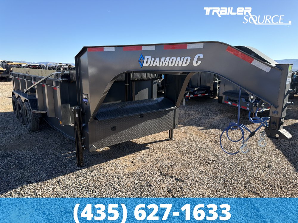 7x16 Diamond C LPT-GN 307 Gooseneck Dump Trailer - 32" Sides - 24K GVWR - 14 Ply Tires, Board Brackets, Hydraulic Jack(s), Long Arm Tarp