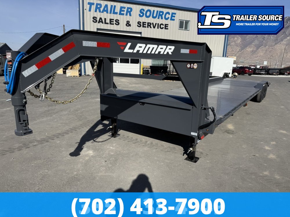 8.5x40 Lamar H8 Gooseneck Equipment Trailer - 21K GVWR - Full Steel Floor, Wide Body w/ Drive Over Fenders