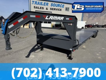 8.5x40 Lamar H8 Gooseneck Equipment Trailer - 21K GVWR - Full Steel Floor, Wide Body w/ Drive Over Fenders