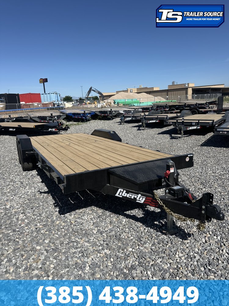 7x20 Liberty LC Flatbed Car Hauler Trailer - 10K GVWR - Slide Out Ramps