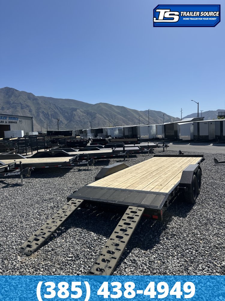 7x20 Liberty LC Flatbed Car Hauler Trailer - 10K GVWR - Slide Out Ramps