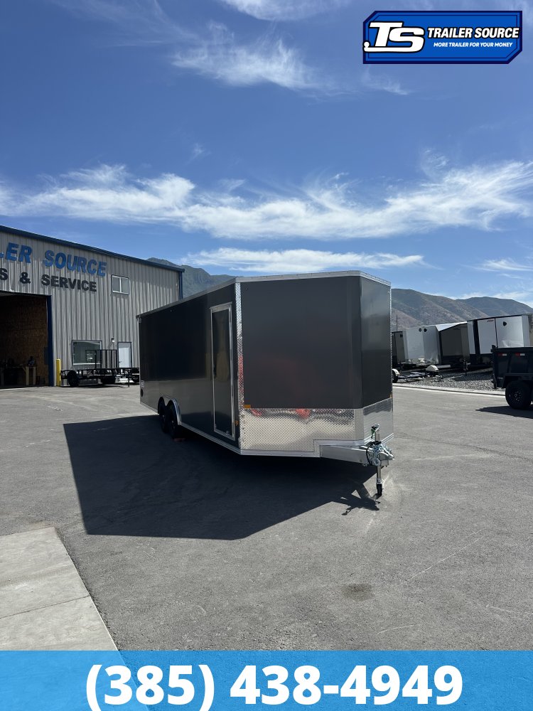 8.5x24 Alcom Aluminum EZ Hauler XLT Auto Trailer - 7'0" Interior - 10K GVWR - .080 PolyCor, Escape Door, Translucent Roof, Ultimate Escape Door