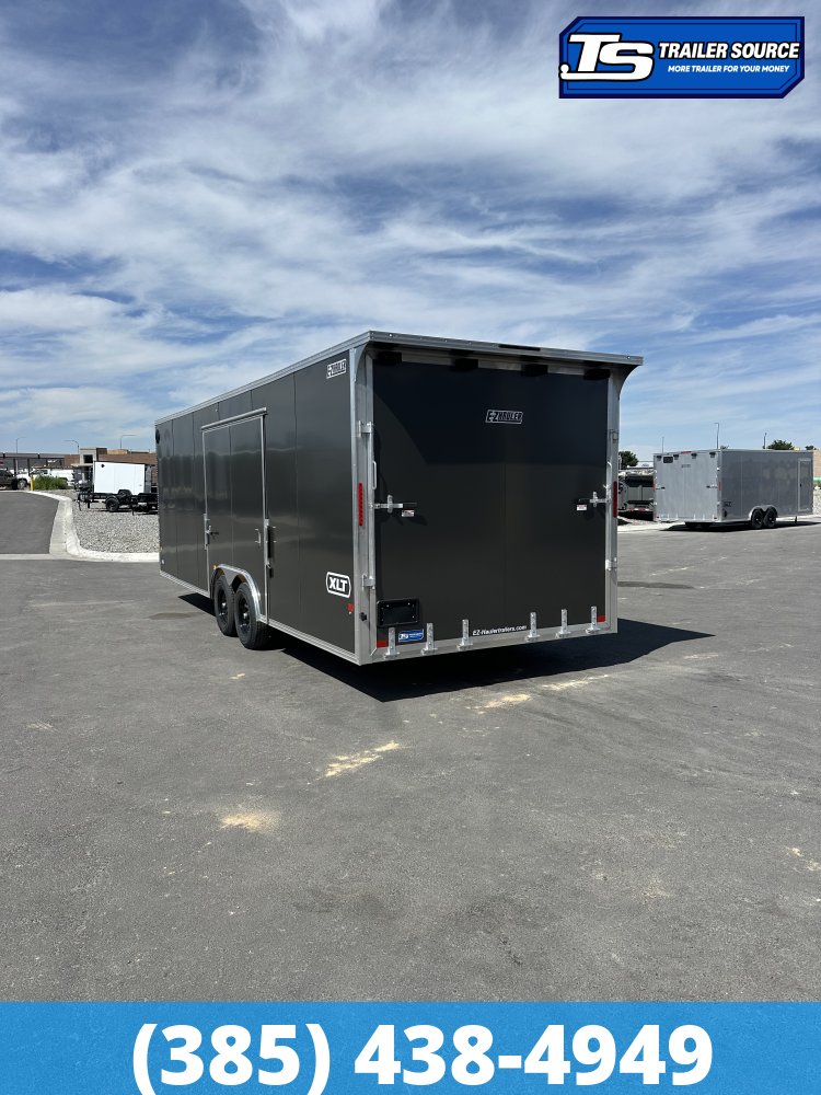 8.5x24 Alcom Aluminum EZ Hauler XLT Auto Trailer - 7'0" Interior - 10K GVWR - .080 PolyCor, Escape Door, Translucent Roof, Ultimate Escape Door