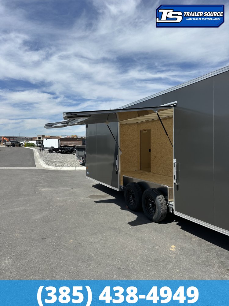 8.5x24 Alcom Aluminum EZ Hauler XLT Auto Trailer - 7'0" Interior - 10K GVWR - .080 PolyCor, Escape Door, Translucent Roof, Ultimate Escape Door