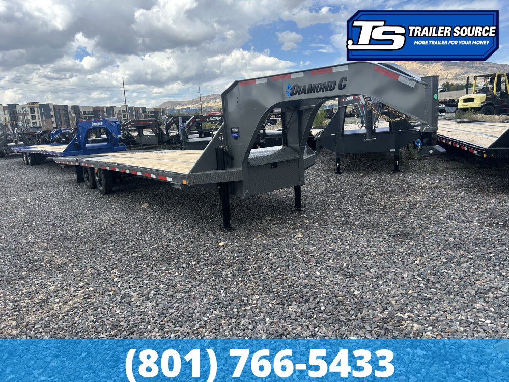 8.5x32 Diamond C FMAX-HDT 212 Gooseneck Hydraulic Dovetail Equipment Trailer - 25.9K GVWR - Hydraulic Jack(s), Winch Plate