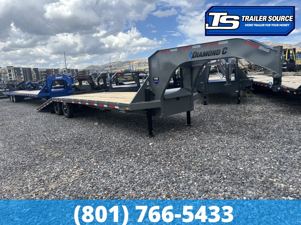 8.5x32 Diamond C FMAX-HDT 212 Gooseneck Hydraulic Dovetail Equipment Trailer - 25.9K GVWR - Hydraulic Jack(s), Winch Plate