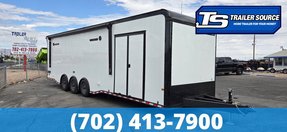 8.5x32 Haulmark Edge Enclosed Car Hauler Trailer - 7'10" Interior - 18K GVWR - Air Compressor Prep Pkg, Black Out Package, Power Awning, Turbo Pkg