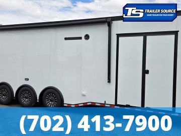 8.5x32 Haulmark Edge Enclosed Car Hauler Trailer - 7'10" Interior - 18K GVWR - Air Compressor Prep Pkg, Black Out Package, Power Awning, Turbo Pkg