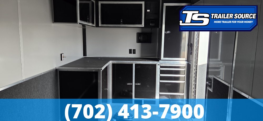 8.5x32 Haulmark Edge Enclosed Car Hauler Trailer - 7'10" Interior - 18K GVWR - Air Compressor Prep Pkg, Black Out Package, Power Awning, Turbo Pkg