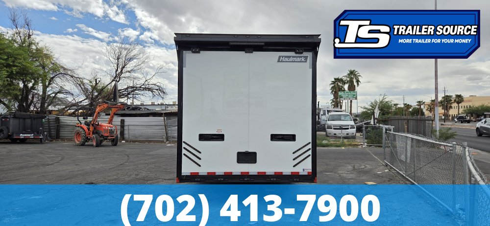 8.5x32 Haulmark Edge Enclosed Car Hauler Trailer - 7'10" Interior - 18K GVWR - Air Compressor Prep Pkg, Black Out Package, Power Awning, Turbo Pkg