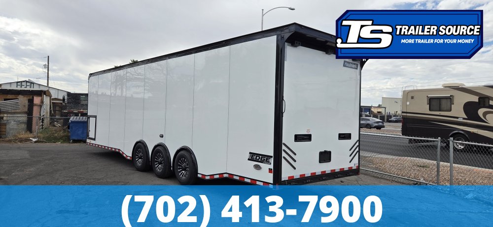 8.5x32 Haulmark Edge Enclosed Car Hauler Trailer - 7'10" Interior - 18K GVWR - Air Compressor Prep Pkg, Black Out Package, Power Awning, Turbo Pkg