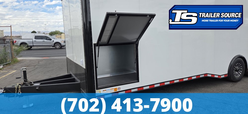 8.5x32 Haulmark Edge Enclosed Car Hauler Trailer - 7'10" Interior - 18K GVWR - Air Compressor Prep Pkg, Black Out Package, Power Awning, Turbo Pkg