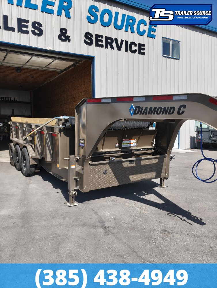 7x16 Diamond C LPT-GN 307 Gooseneck Dump Trailer - 32" Sides - 24K GVWR - 14 Ply Tires, ABS Brakes