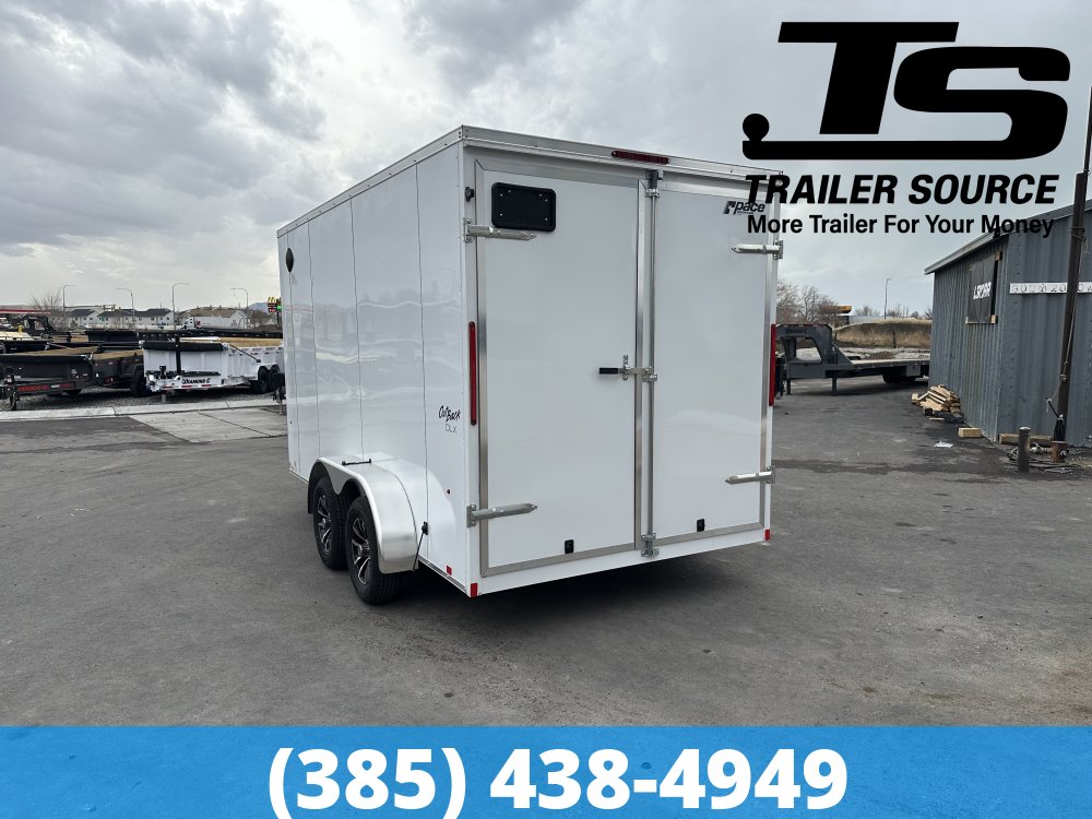 7x14 Pace American Outback Deluxe Enclosed Cargo Trailer - 7'0" Interior - 7K GVWR - 16" Cross Member Upgrade, Alloy Wheels, Barlock on Door, Barn Doors, D-Rings, Translucent Roof