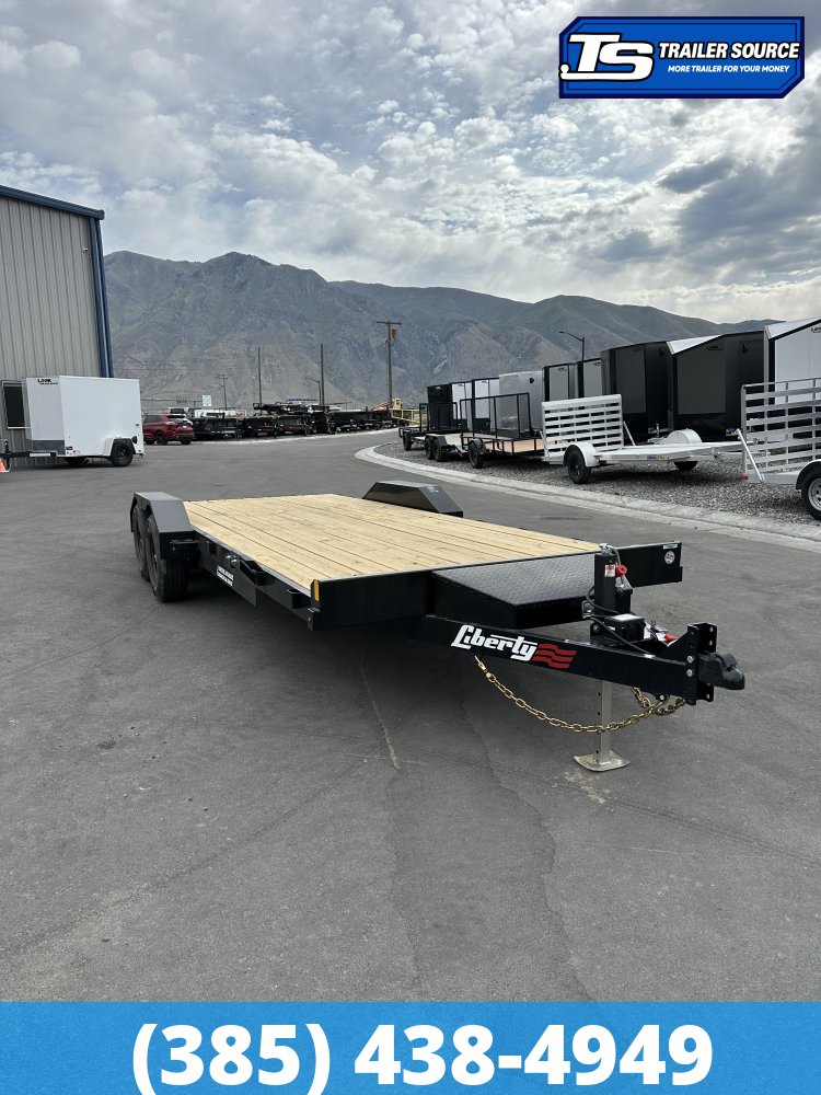 7x20 Liberty LC Flatbed Car Hauler Trailer - 10K GVWR - Slide Out Ramps