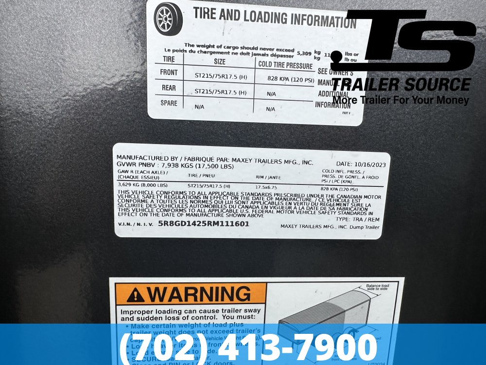 7x14 Maxx-D DTX Gooseneck Dump Trailer - 36" Sides - 17.5K GVWR